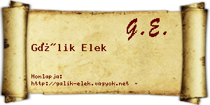 Gálik Elek névjegykártya